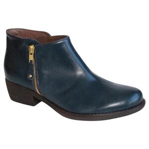 Eric Michael Women's Black Leather Ankle Booties Size 8 Casual Zip Boot